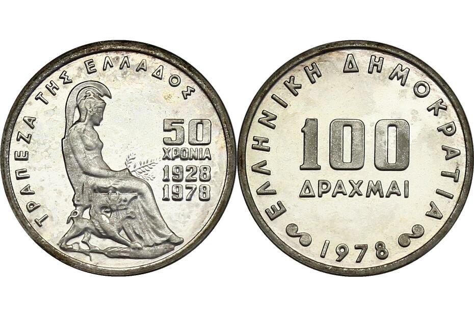100 Drachmen 1978 "Bank v.Griechenland" KM121  pp