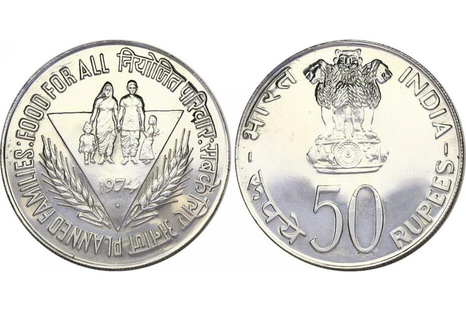 50 Rupees 1974 "FAO" KM.255  stgl.