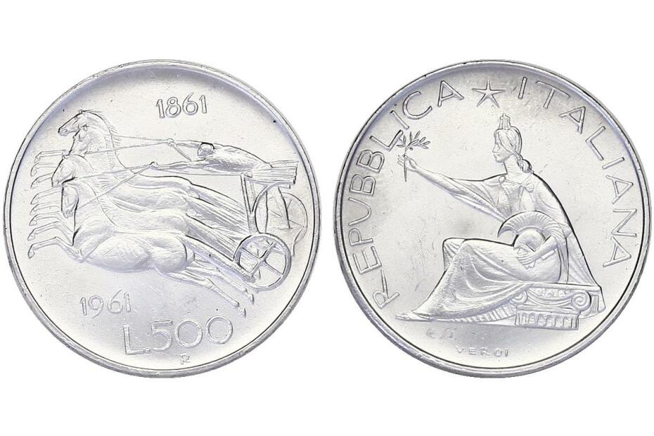500 Lire 1961 “Staatsgründung“ KM.99  vz-stgl.