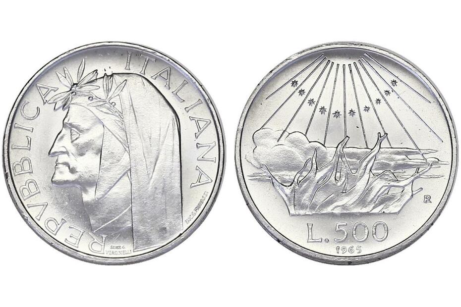 500 Lire 1965 “Dante“ KM.100  stgl.