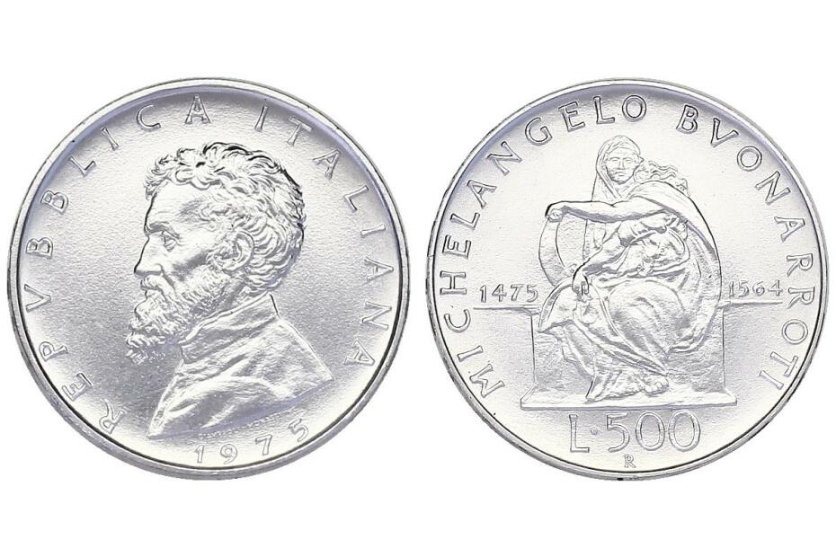 500 Lire 1975 “Michelangelo“ KM.104  stgl.