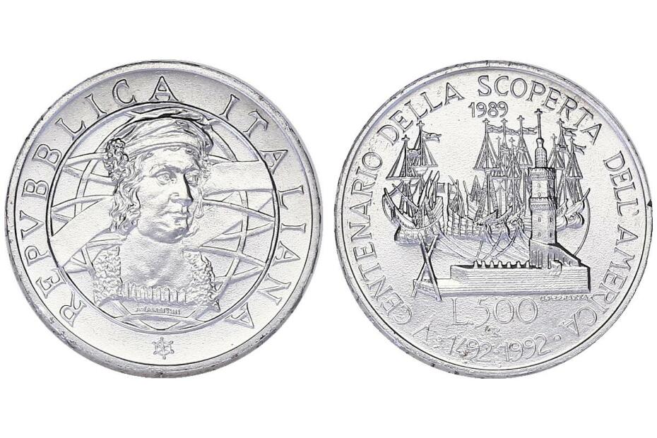 500 Lire 1989 “Columbus“  KM.139  stgl.