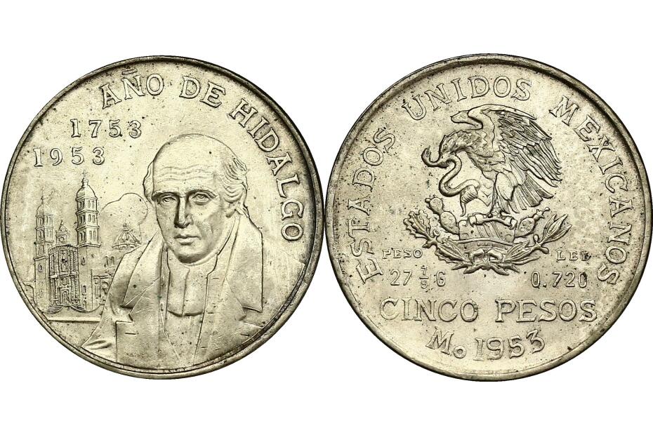 5 Pesos 1953 "Hidalgo"  KM.468  vz-stgl.