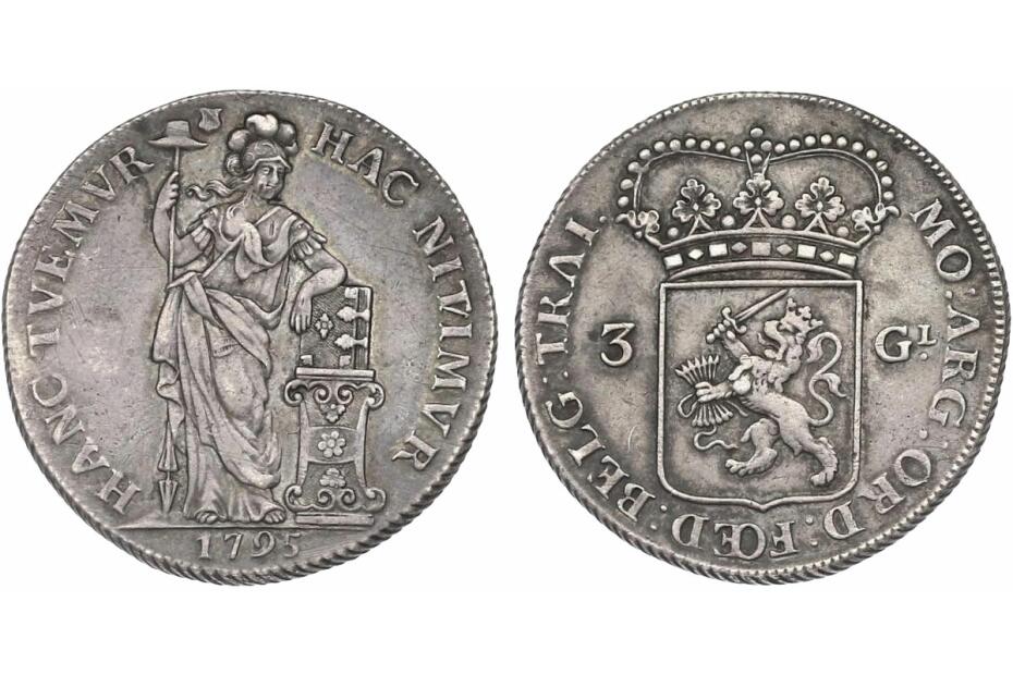 3 Gulden 1795 "Batavarische Republik" KM.9.3  f.vz