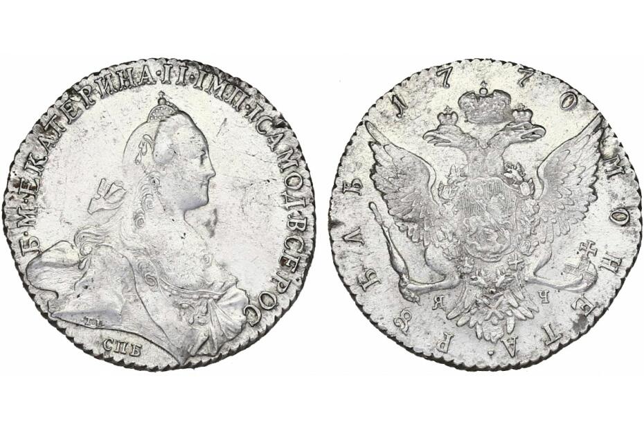 Rubel 1770 SPB/Ja-Tsch  KM.67a.2/DAV.1684   f.stgl.