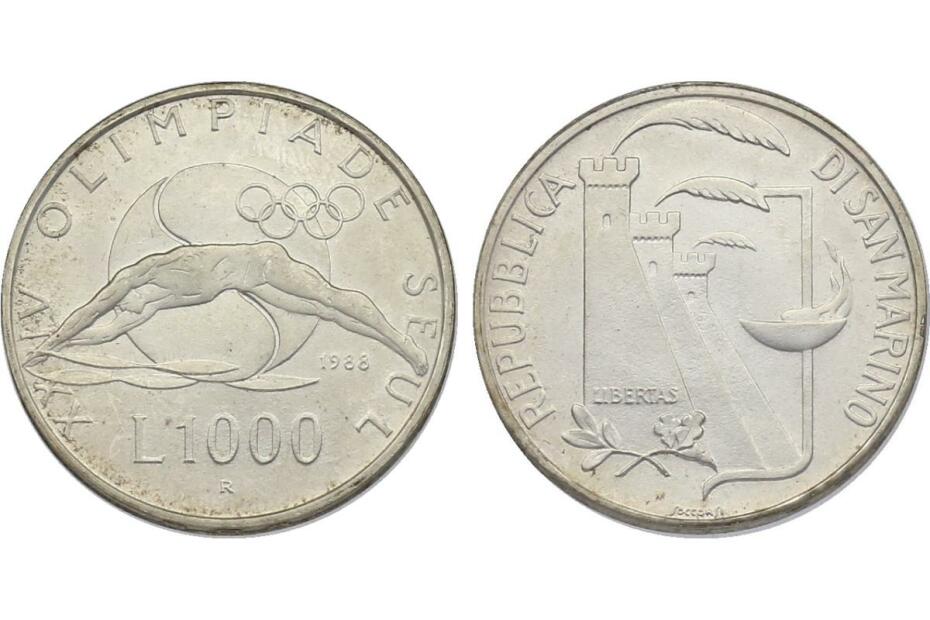 1000 Lire 1988 "Olympiade" KM.217  stgl.