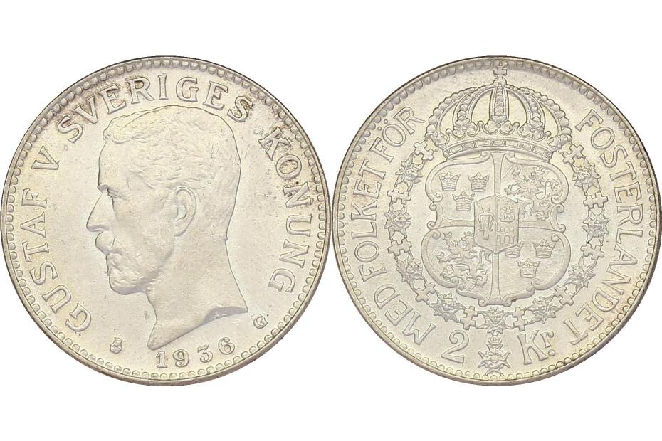 2 Kronor 1936 G KM.787  stgl.