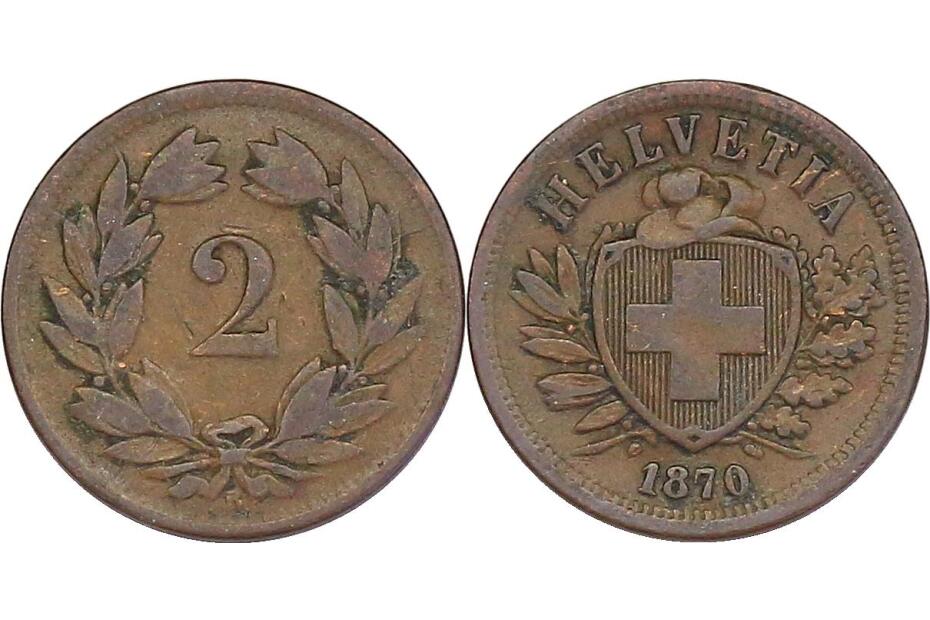 2 Rappen 1870 B ss