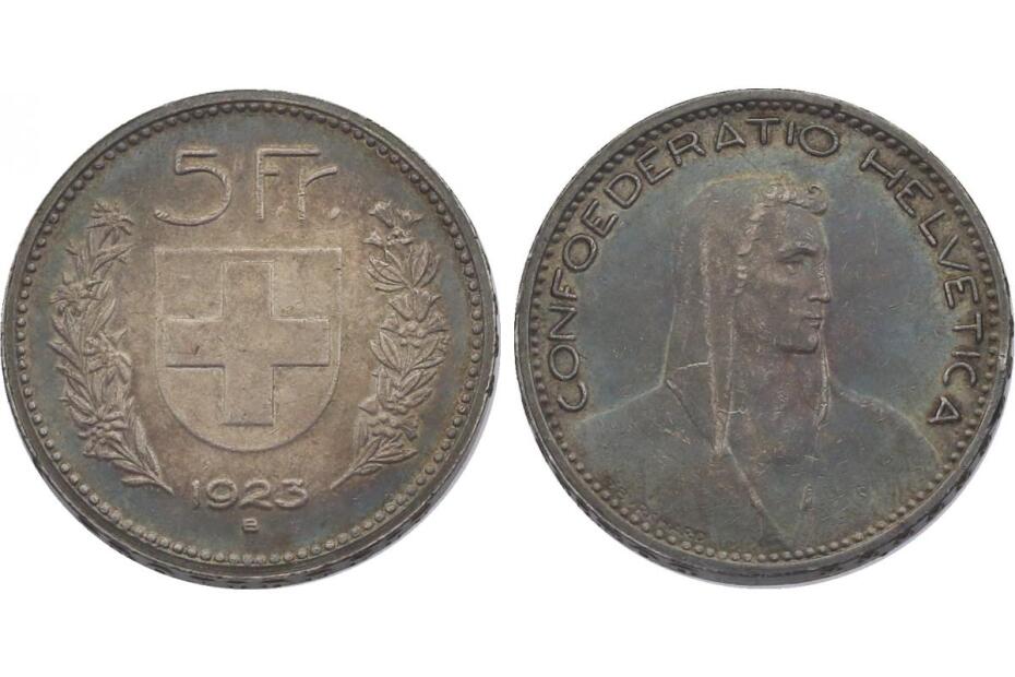 5 Franken 1923 B HMZ1190  dunkle Tönung, vz
