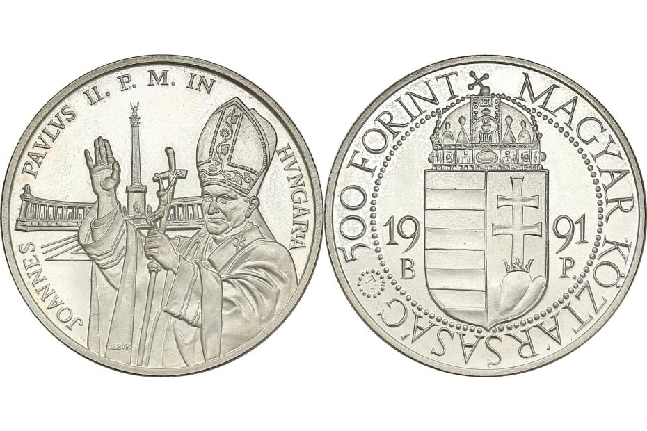500 Forint 1991 "Papstbesuch" KM.683  pp