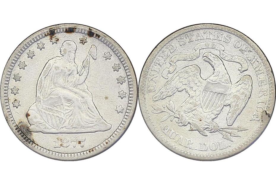 1/4 Dollar 1877 "Seated Liberty"  f.ss