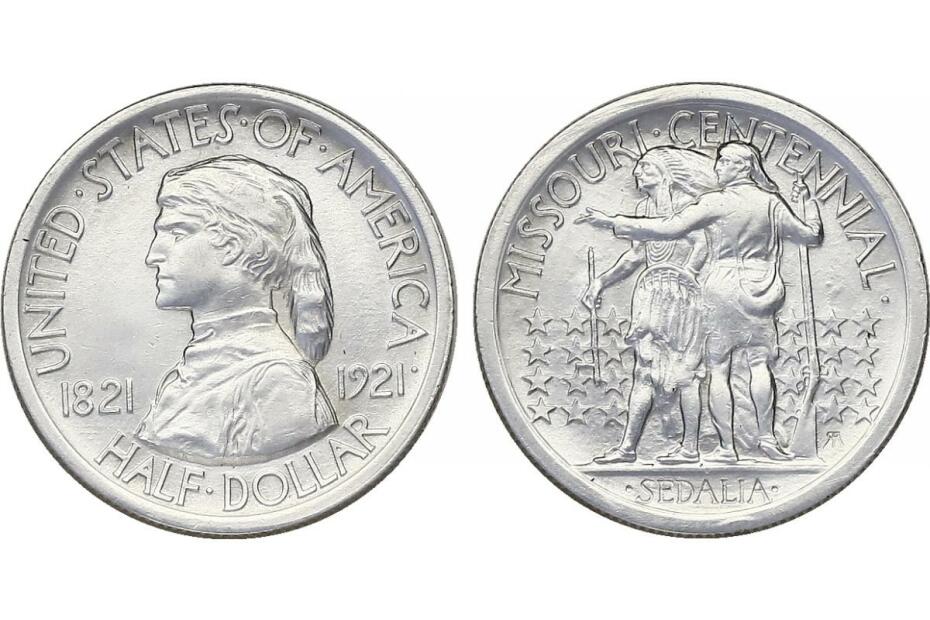 1/2 Dollar 1921 "Missouri" KM.149.1  f.stgl. R