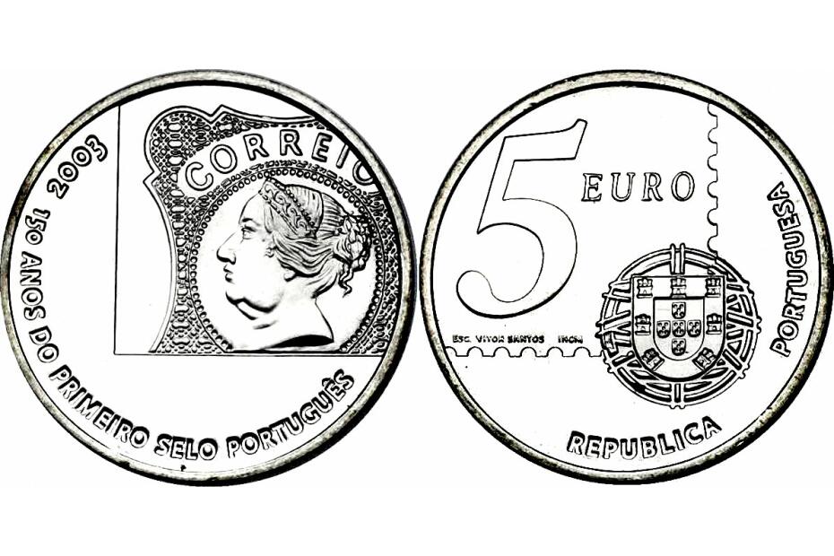 5 Euro 2003  150 J.Briefmarke   KM.749 stgl.