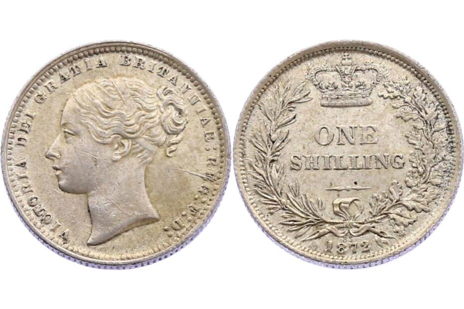 Shilling 1872(Stempel 85) KM.734.2 stgl.