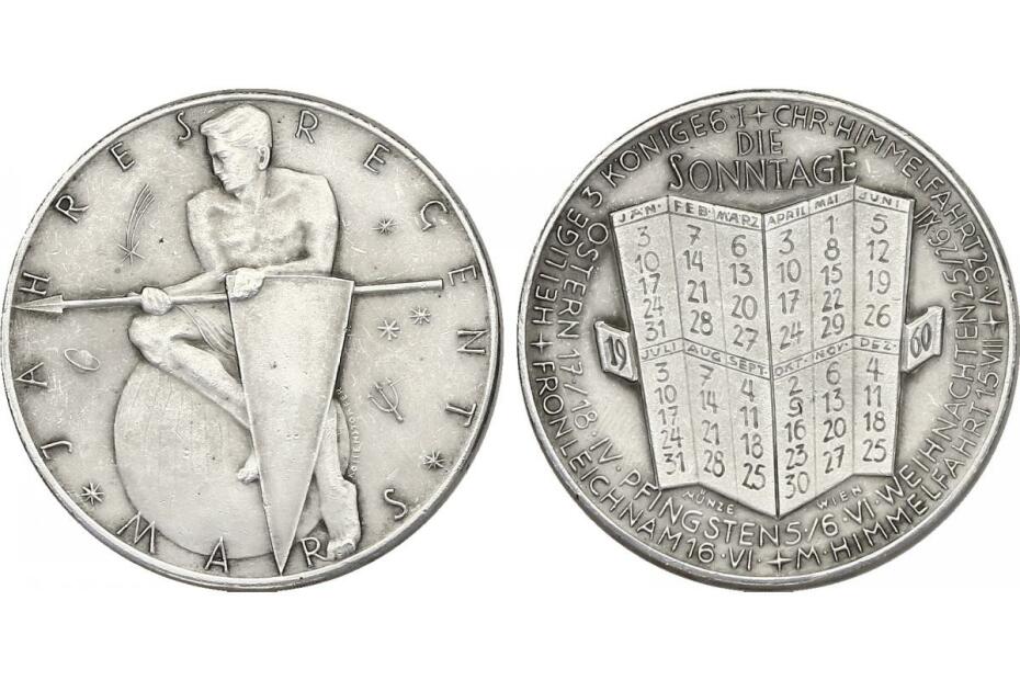 Br-Medaille 1960 "Jahresregent Mars" vz, versilbert