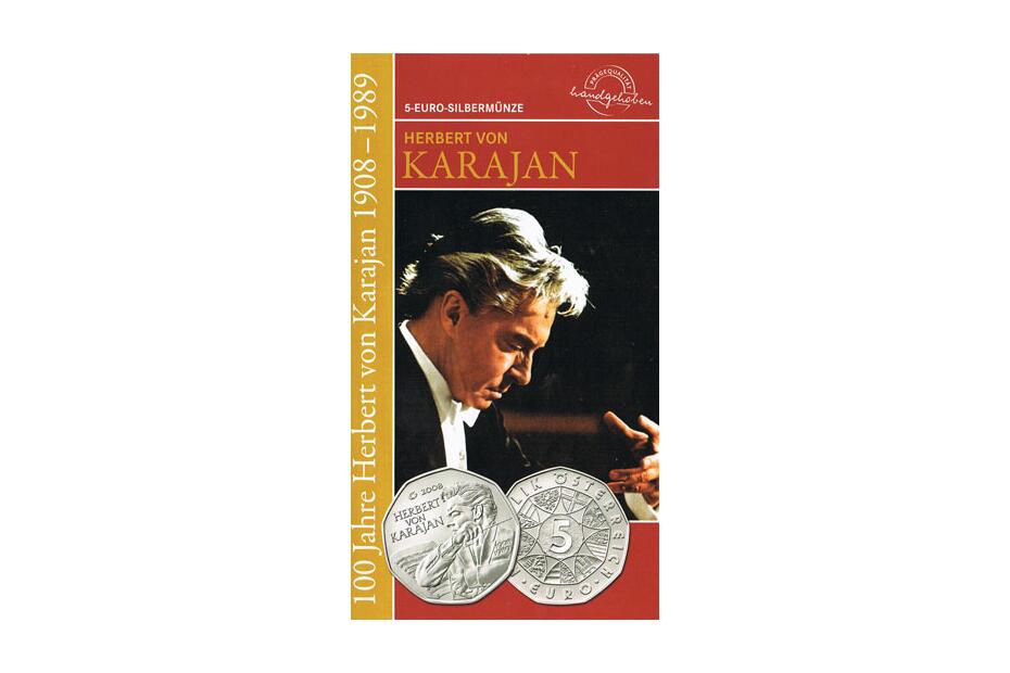5 Euro 2008 "Herbert von Karajan" hdgh. im Blister