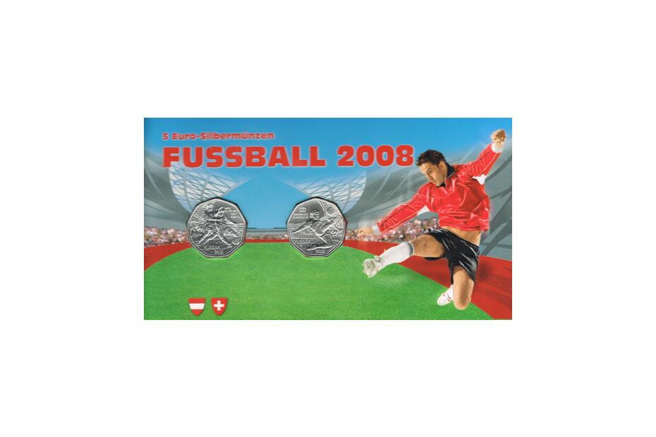 2x 5 Euro 2008 "Dribbling & Stürmer" hdgh. im Blister
