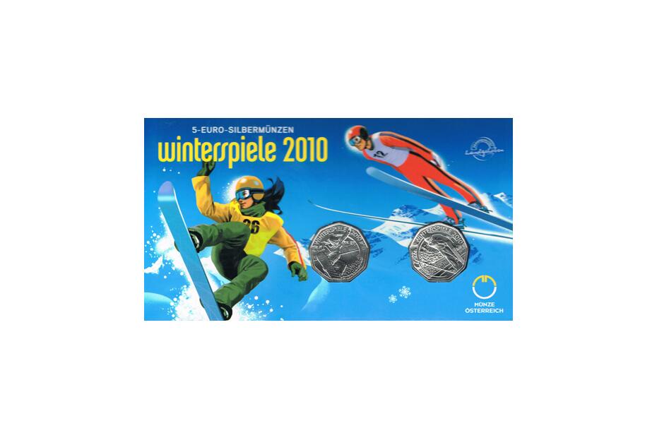 2x 5 Euro 2010 "Winterspiele 10" hdgh. im Blister