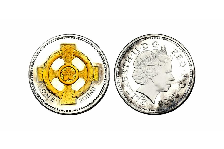 Heraldic Series: Pound 2008 "Celtic Cross/Kreuz"  pp mit Goldapplikation