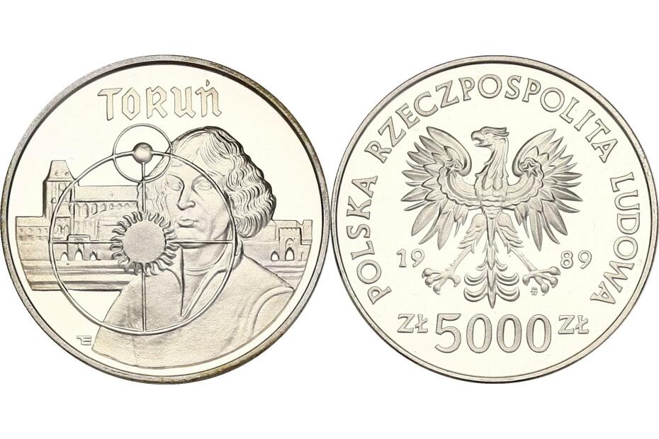 5.000 Zloty 1989  "Torun"KM.191  pp im Etui