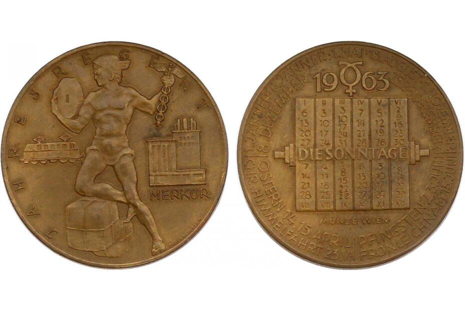 Br-Medaille 1963 "Jahresregent Merkur" vz