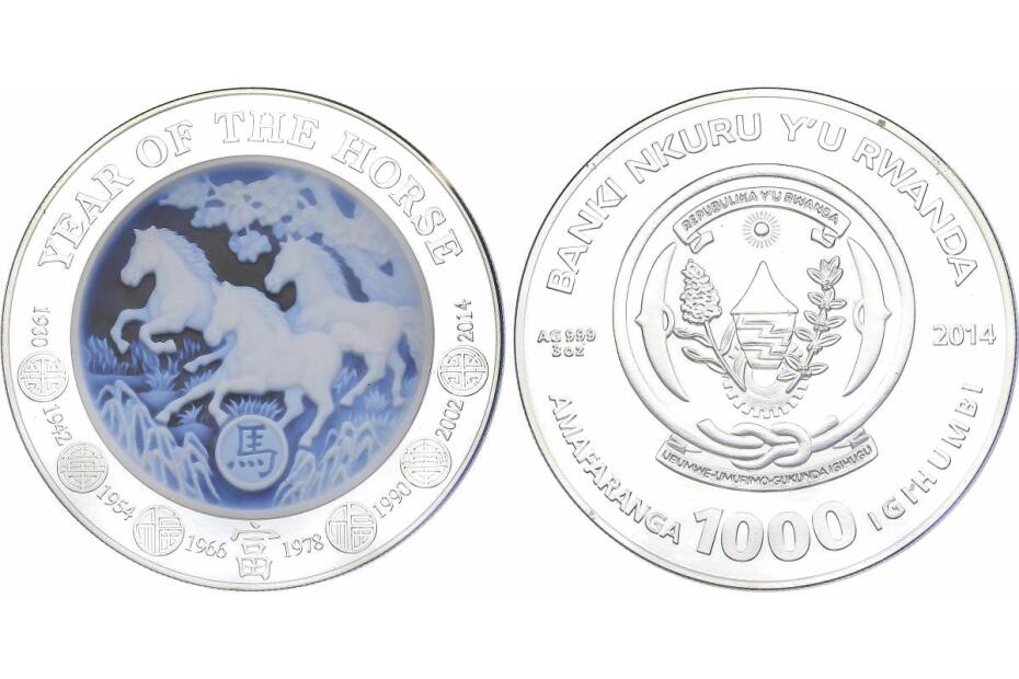 1000 Francs 2014 "Lunar Serie: Jahr des Pferdes"