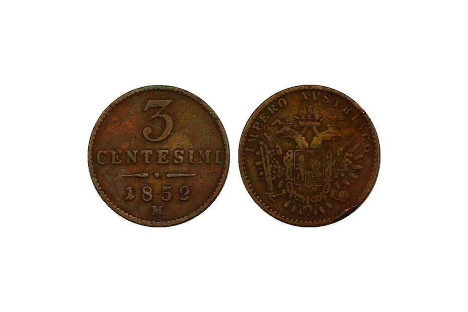 3 Centesimi 1852 V J.302   f.vz