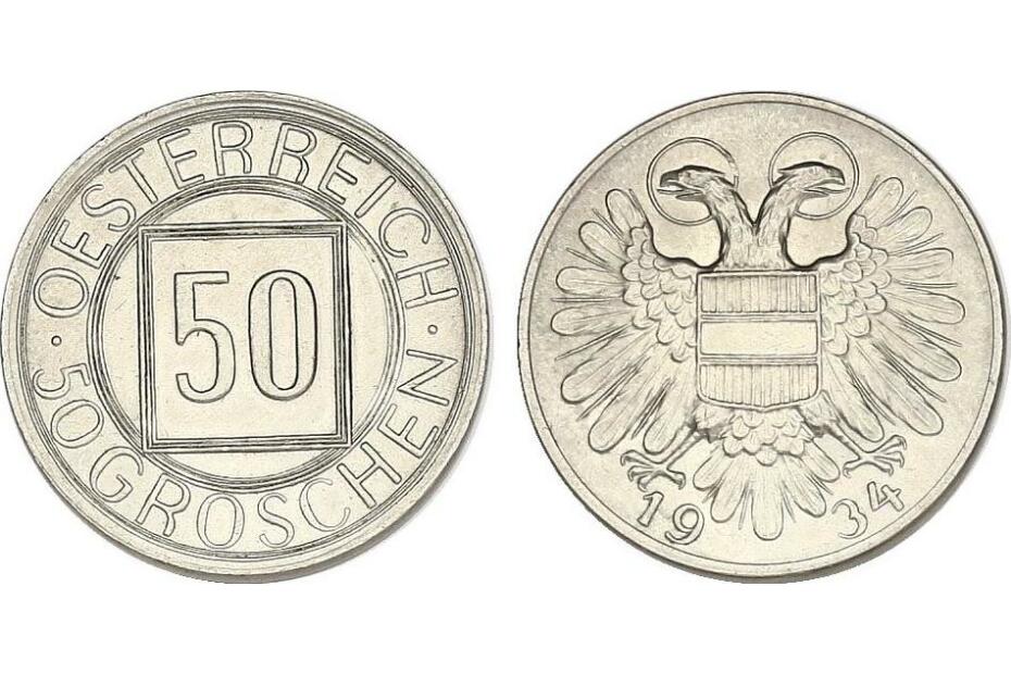 50 Groschen 1934 "Nachtschilling"  J.438  vz-stgl.