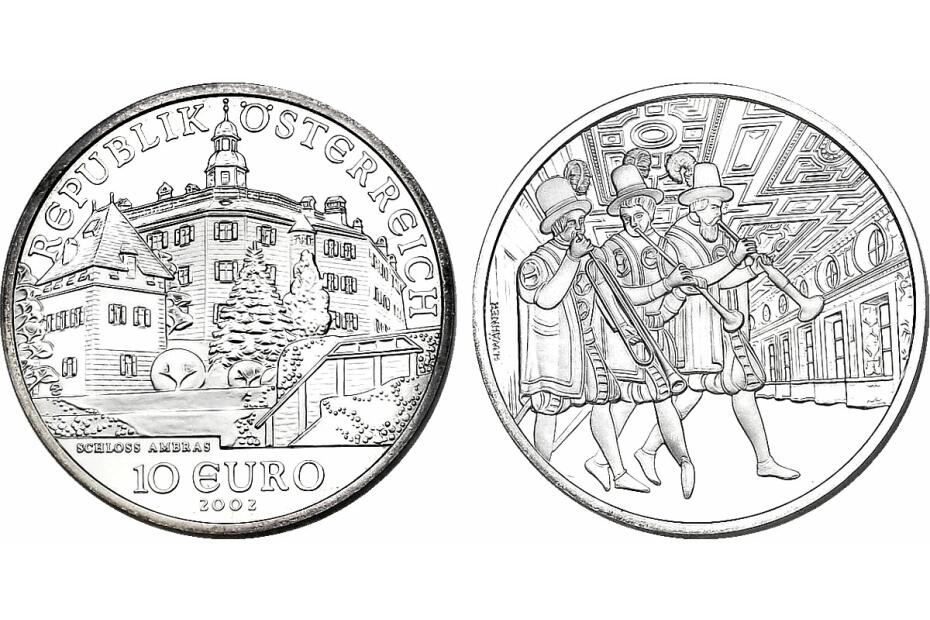 10 Euro 2002 "Schloss Ambras" pp im Originaletui + Zertifikat