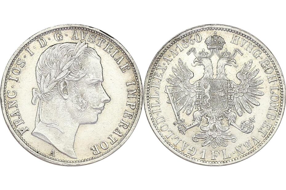 Gulden 1860 A J.328/Fr.1456  vz+/stgl.