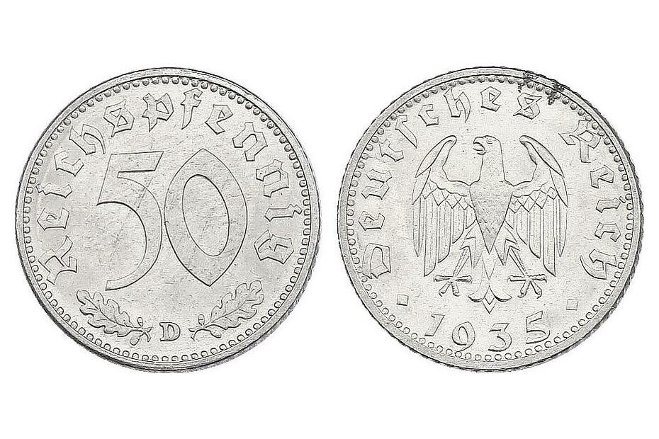 50 Reichspfennig 1935 D  J.368  stgl.