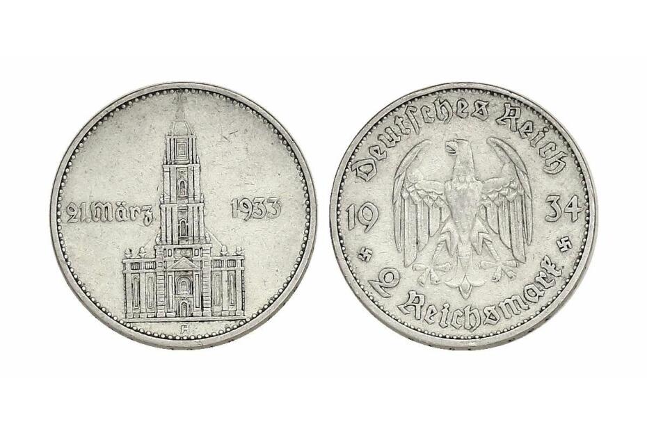 2 Reichsmark 1934 A  Garnisonskirche mit Datum     J.355  ss-vz