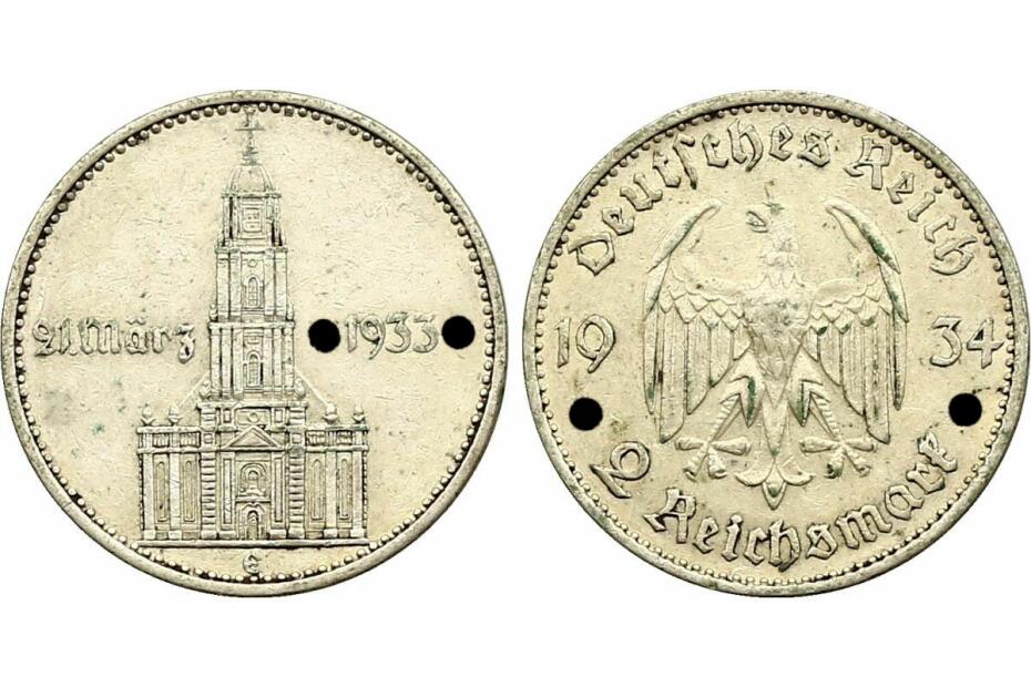 2 Reichsmark 1934 E  Garnisonskirche mit Datum     J.355  ss-vz