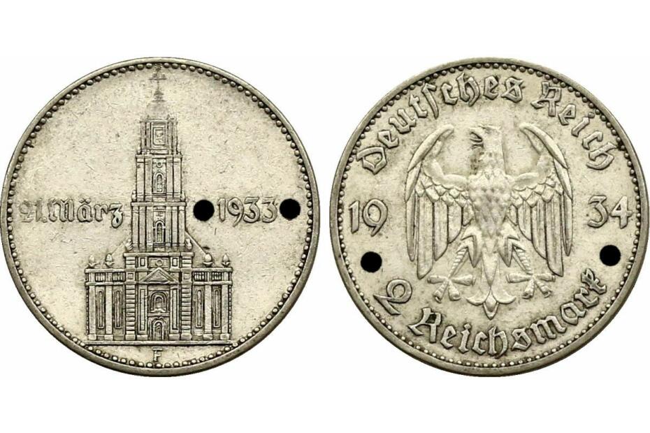 2 Reichsmark 1934 F  Garnisonskirche mit Datum     J.355  ss-vz