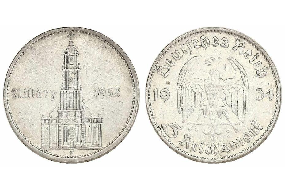 5 Reichsmark 1934 F Garnisonskirche mit Datum     J.356  ss-vz