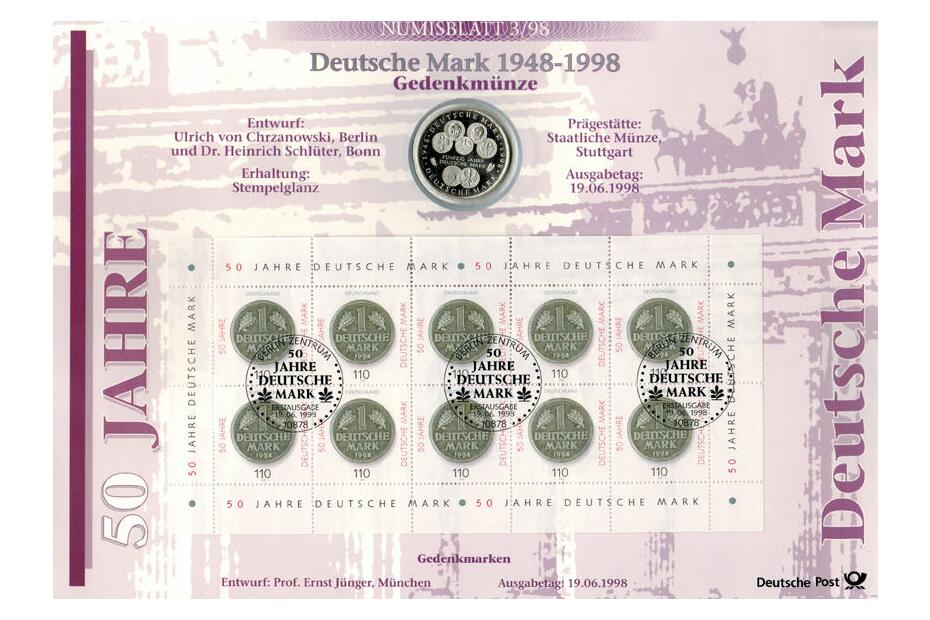 10 Mark 1998 F - 50 Jahre Deutsche Mark