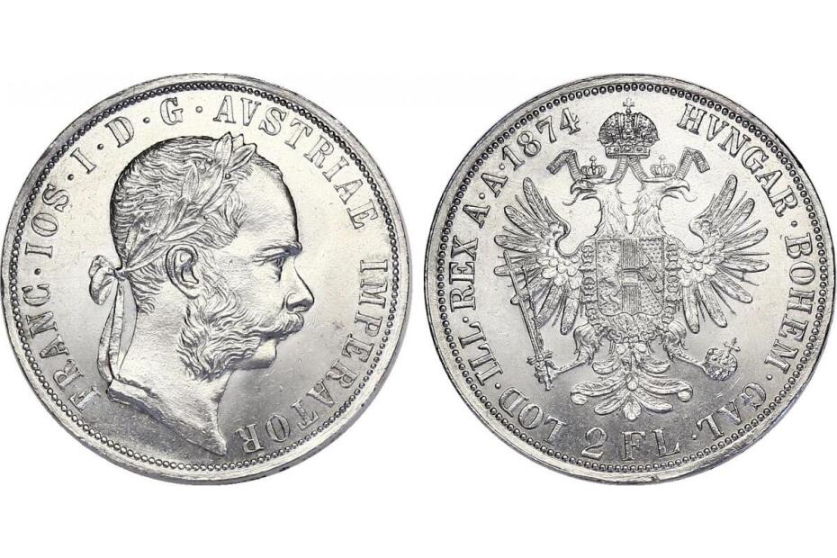 2 Gulden 1874 J.343/Fr.1373  vz+/stgl.  (2)