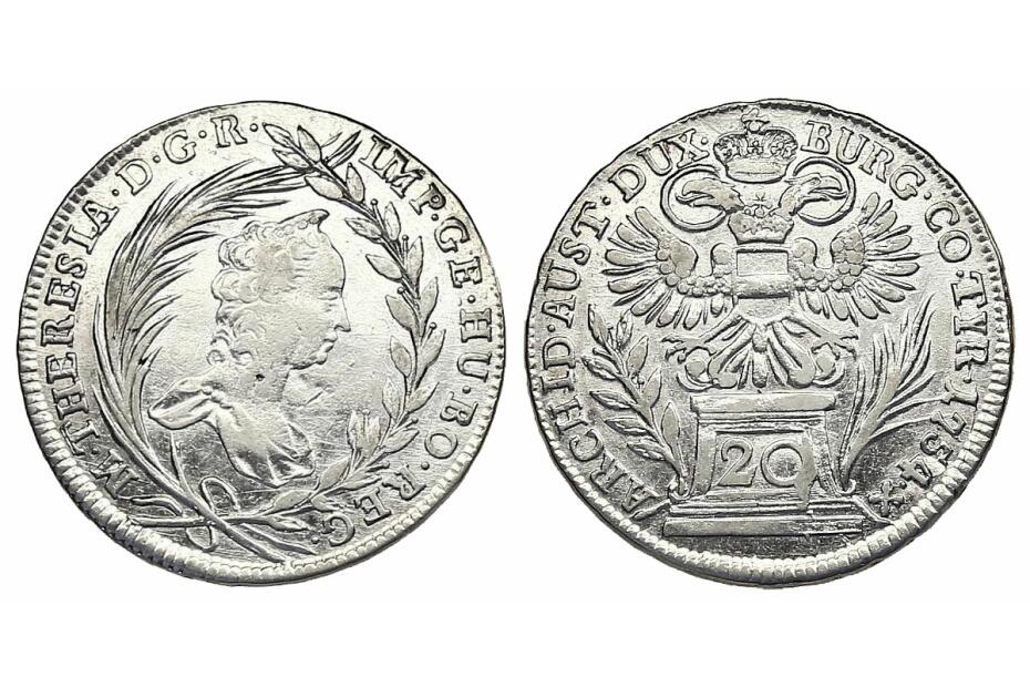 20 Kreuzer 1754 Wien  Her.830  ss-vz