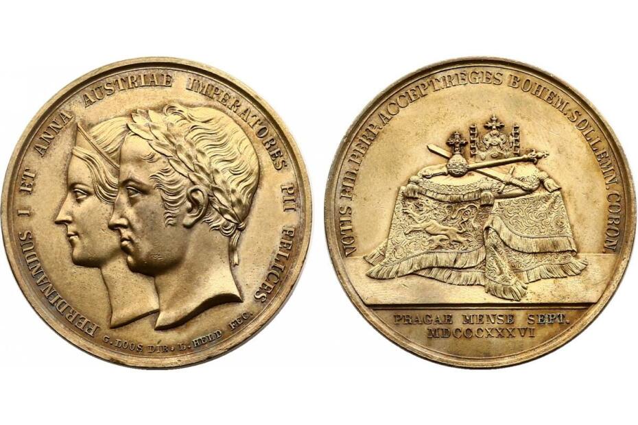 Br-Medaille 1836 "böhmische Krönung in Prag" 27,8g, 39mm, Medailleur: Loos, stgl.  R