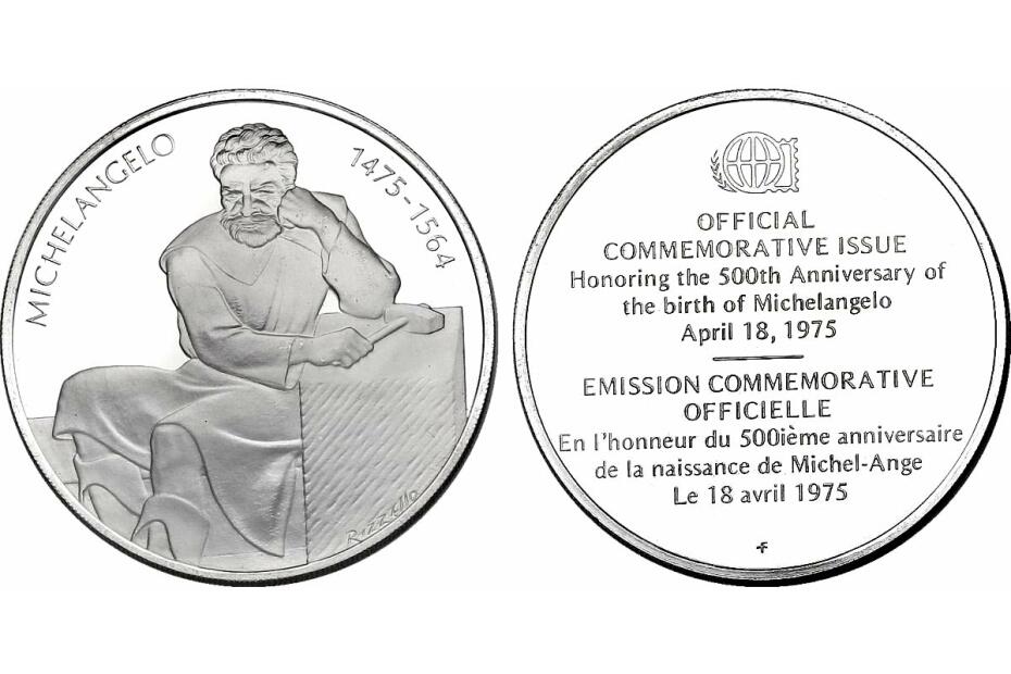 Ag-Medaille "Michelangelo - 500. Geburtstag" pp