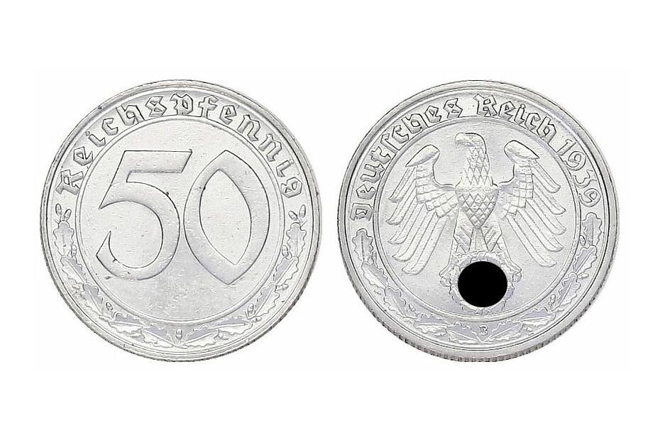 50 Reichspfennig 1939 B J.365  vz+/stgl.