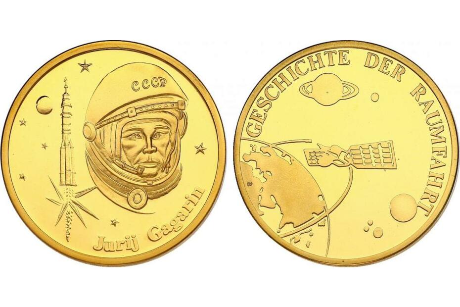 CuNi-Medaille "Jurij Gagarin (1934 - 1968)" pp, vergoldet