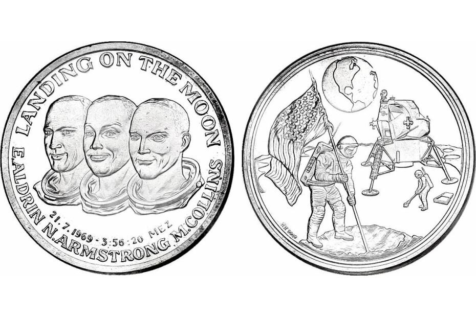 Ag-Medaille "Apollo 11 - Armstrong, Collins, Aldrin" pp