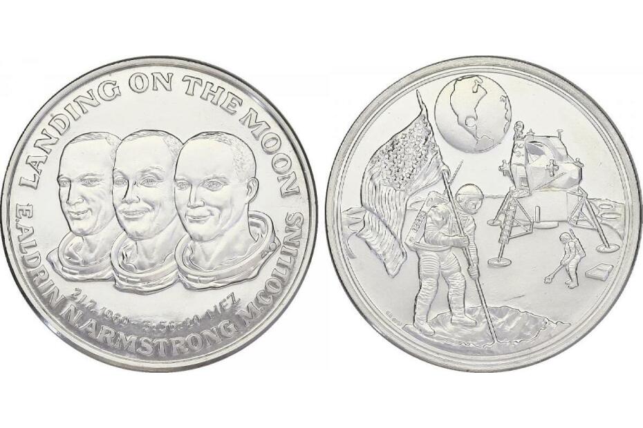 Ag-Medaille 1969 Landing on the Moon - B. Aldrin, N. Armstrong, M. Collins pp