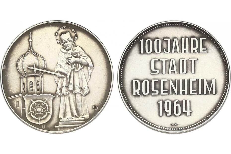 Ag-Medaille 1964 "Johann Nepomuk / 100 Jahre Rosenheim" vz