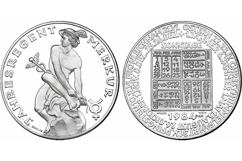 Ag-Medaille 1984 "Jahresregent Merkur" pp