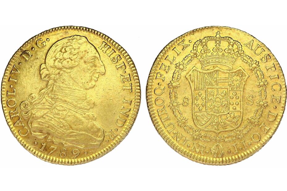 8 Escudos 1789 JJ/NR Bogota Fb.43  ss+/vz