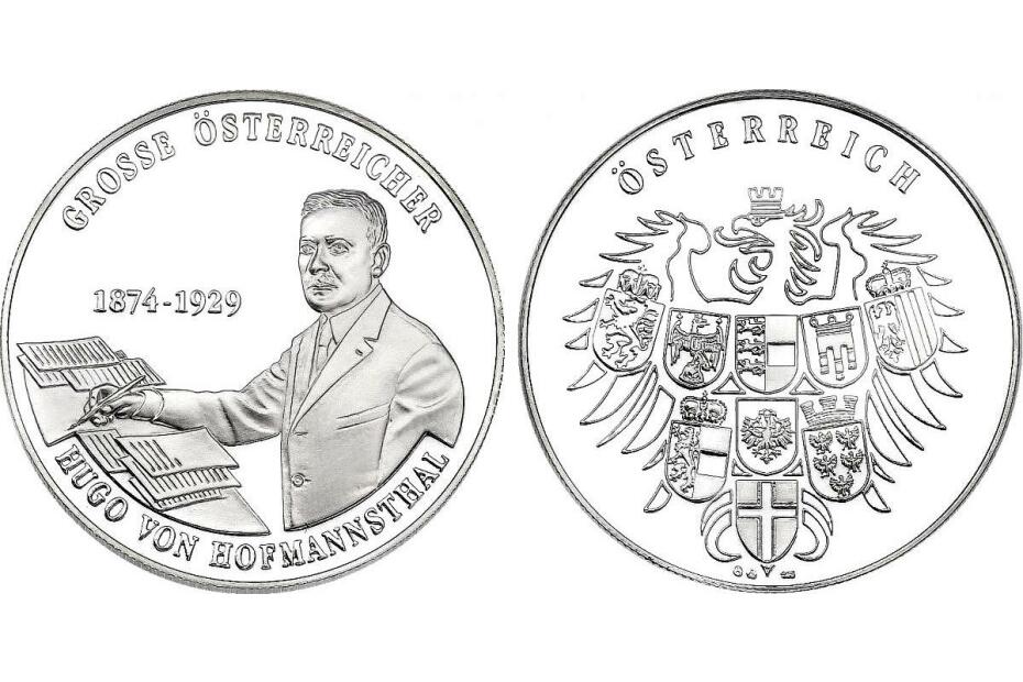 Ag-Medaille o.J. "Hugo von Hofmannsthal (1874 - 1929)"  pp