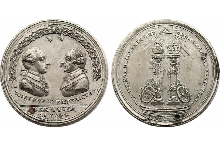 Sn-Medaille 1779 "Frieden v.Teschen, Beendung Bayrischer Erbfolgekrieg" 32g, 46mm, Medailleur Reich, vz