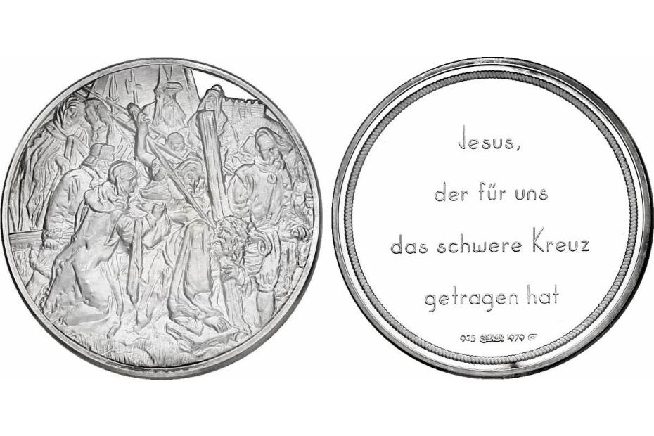 Ag-Medaille 1979 "Jesus, der für uns das schwere Kreuz getragen hat" pp